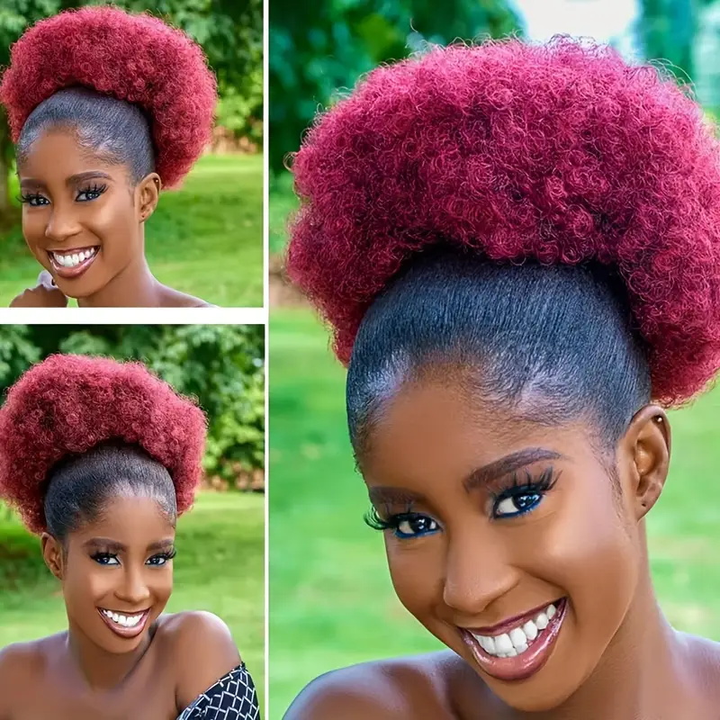1 Buah Wig Sanggul Rambut Gaya - Drawstring Afro Curly Puff Ponytail ulasan dan harga