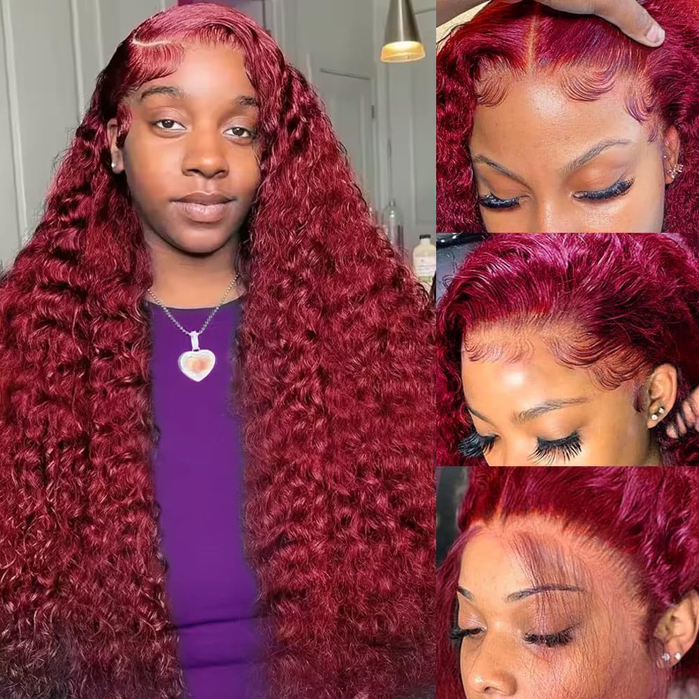Wig Rambut Manusia Burgundy De - Lace Front Wigs ulasan dan harga