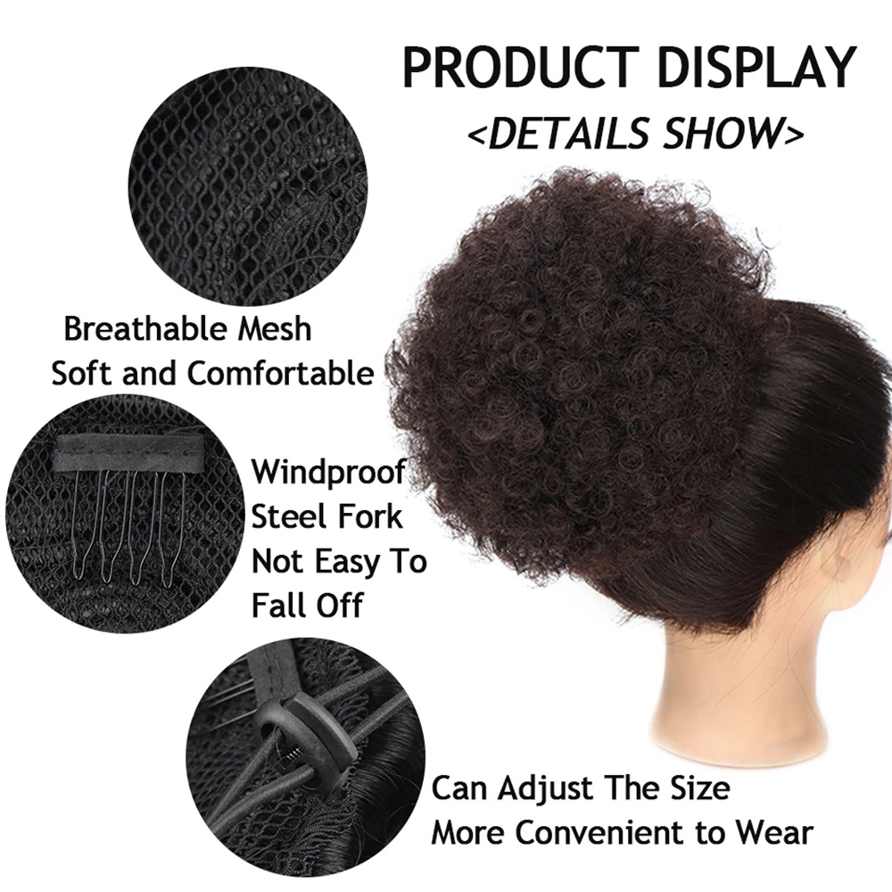 Ekstensi Ekor Kuda Serut Afro  - Drawstring Afro Curly Puff Ponytail ulasan dan harga