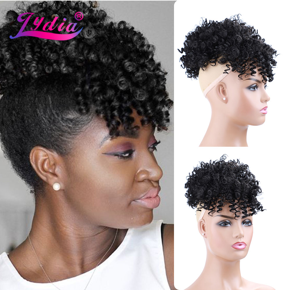 Lydia Serut Sintetis Tinggi Pu - Drawstring Afro Curly Puff Ponytail ulasan dan harga